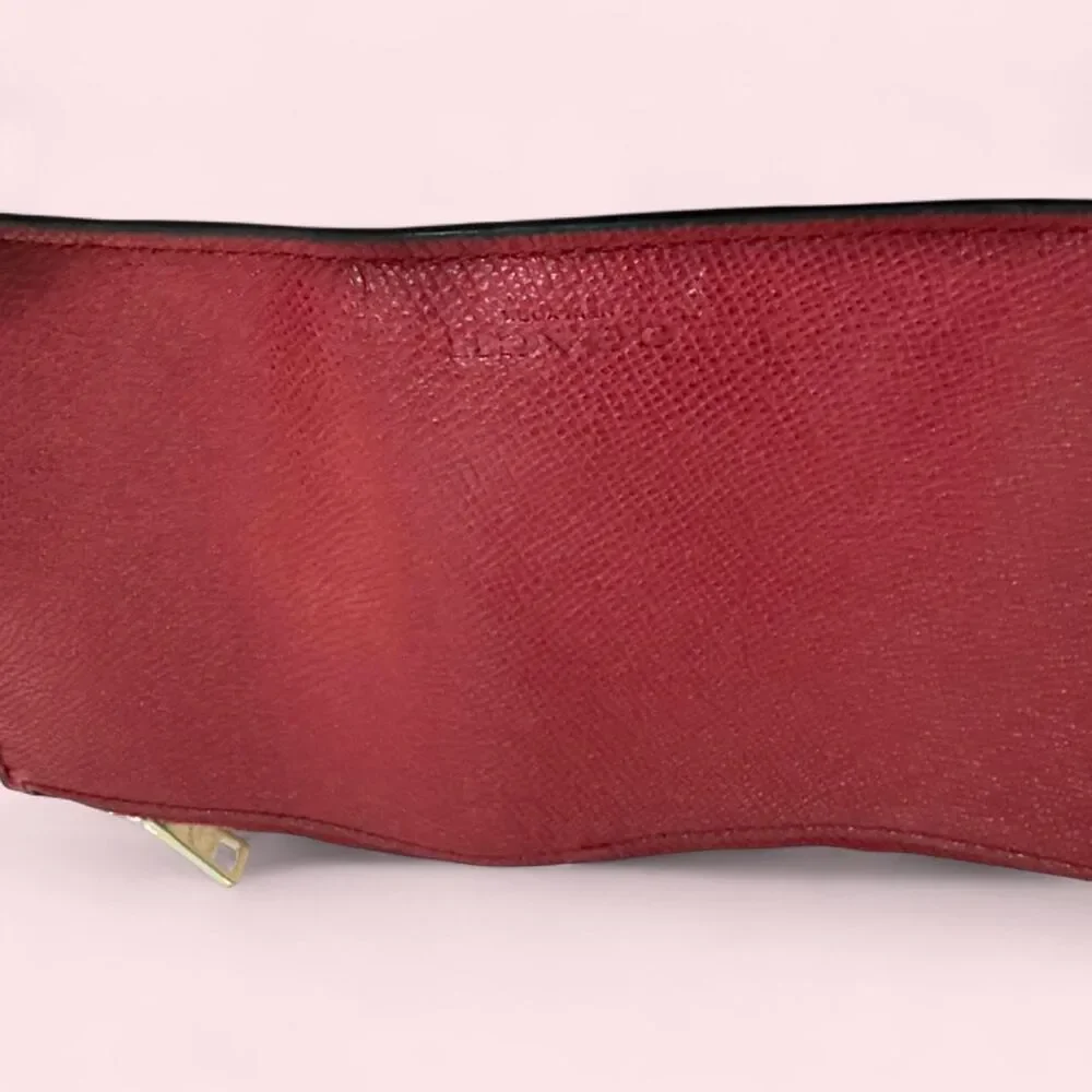 Coach Red Crossgrain Leather Wallet